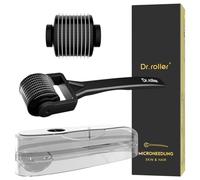 Dr.roller Derma Roller 0,5 mm, Derma Roller Capelli Viso Barba Uomo e Donna, Microneedling Viso Capelli Rullo Barba, Beard Hair Roller 540 Ago di Titanio (Maniglia Dritta Nera)
