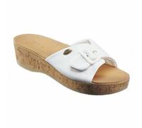 Dr SCHOLL ciabatte zeppa sughero WAPPY BIANCO pelle plantare memory leggera