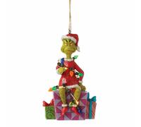 Dr.Seuss Babbo Natale Grinch Seduta Sul Presente Acceso Appeso Sopramobile & LED