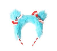 Dr.Seuss Thing 1 and Thing 2 Costume per bambini e adulti, fascia a righe con fiocco in pelliccia sintetica blu, accessori per la Giornata mondiale del libro, accessori per feste di Natale