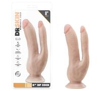 Dr. Skin 8 - doppio dildo con ventosa - realistico color carne