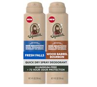 Dr. Squatch Deodorante spray per uomo - Quick Dry, No Stains - Alluminio Free + Dermatologically Tested for All Skin Type - Fresh Falls + Wood Barrel Bourbon (4 oz, 2 pezzi)