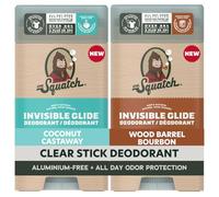 Dr. Squatch Invisible Glide Natural Deodorante - Scivola liscio senza macchia - Senza alluminio, formula testata dermatologicamente per pelle sensibile - Bourbon al legno + Castaway alla noce di cocco
