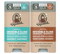Dr. Squatch Invisible Glide Natural Deodorante - Smooth Glide with No Stains - Alluminio Free, Dermatologist-Tested Formula for Sensitive Skin - Wood Barrel Bourbon + Coconut Castaway - 2.65oz (2-Pack