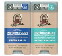 Dr. Squatch Invisible Glide Natural Deodorante - Smooth Glide with No Stains - Aluminum Free + Dermatologically Tested Formula Suits Sensitive Skin - Fresh Falls + Coconut Castaway (2,65 oz, 2 pezzi)
