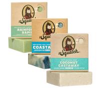 Dr. Squatch Sapone naturale per uomini - Sapone solido mescolato a freddo con oli naturali - Regali per uomini - Coconut Castaway, Rainforest Rapids, Coastal Mist (142 g, confezione da 3)