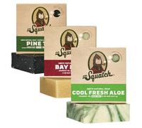 Dr. Squatch Sapone naturale per uomo, confezione da 3 con diverse varietà, Bay Rum, Cool Fresh Aloe & Pine Tar