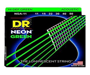 DR String NGA-11 Neon Green Set di corde per chitarra acustica