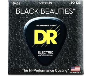 DR Strings BKB630 30-125 Medium 6-String Set Handmade Black Beauties corde per basso rivestite