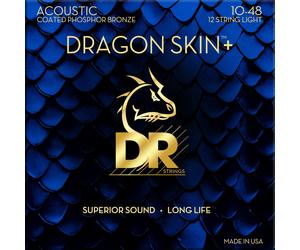 DR Strings Dragon Skin+ Coated Phosphor Bronze 12-String Light Corde Chitarra Acustica