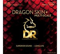 DR Strings Dragon Skin+ Coated Steel 6-String Medium 30-125 Tapered Multi-Scale Corde Basso 6 Corde