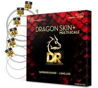 DR Strings Dragon Skin+ Coated Steel 6-String Medium 30-125 Tapered Multi-Scale Corde Basso 6 Corde