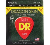 DR Strings DRAGON SKIN™ - Corde per chitarra acustica rivestite trasparenti, leggere 12-54 (confezione da 2)