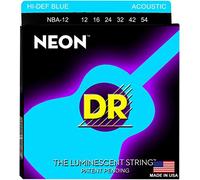 Dr Strings NBA12 12 - 54 Medium set Handmade neon hi-def blu con rivestimento corde per chitarra acustica