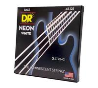 DR Strings Set di corde per basso a 5 corde NWB545 45-125 fatte a mano bianco fluo