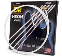 DR Strings NWB545 45-125 - Set di corde per basso a 5 corde, fatte a mano, colore: bianco fluo