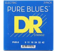 DR Strings Pure Blues PHR9 - Confezione da 3 - Corde per chitarra elettrica 9-42 - Nucleo tondo, suono caldo vintage - Ideali per blues e rock classico