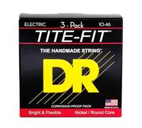 DR Strings Tite-Fit MT-10-3PK - Chitarra elettrica Medium 10-46, set da 3 | nucleo rotondo, avvolgimento a compressione, acciaio nichelato, suono caldo, avvolto a mano negli Stati Uniti