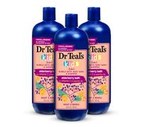 Dr Teal's Kids 3-in-1 Bubble Bath Body Wash & Shampoo Boost & Renew Sambuco con vitamina C 20 fl oz. Confezione da 3