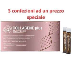 Dr. Viti Collagene Plus Beauty Drink Integratore - 3 CONFEZIONI = 30 FLACONCINI
