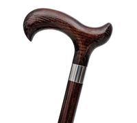 Dr. Watson - Bastone da passeggio in legno realizzato a mano, classico bastone da passeggio con manico Derby e collare in acciaio inox (Wenge)