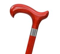 Dr. Watson - Bastone da passeggio realizzato a mano, in legno, classico, con manico Derby e colletto in acciaio inox (rosa)