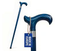 Dr. Watson Classic Derby - Bastone da passeggio in frassino fatto a mano (Blu)
