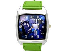 Dr Who quarzo Orologio da sci FI E2 verde in vera pelle Band