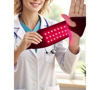 Dr.WYFOOT Braccialetto per terapia della luce rossa con calore e massaggio, 36 luci LED, 5 livelli di massaggio e 3 impostazioni di calore, design portatile ricaricabile (1 pezzo, nero)