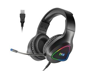 DR1TECH GrayEagle+ Cuffie da Gaming Professionale LED RGB per PC con Filo USB e Microfono - 7.1 Surround Sound - Cuffie Over Ear Driver 50mm (IMMERSIONE TOTALE)