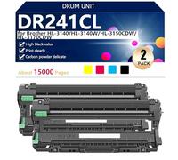 DR241CL Unità Tamburo Compatibile per Brother HL-3140 HL-3140W HL-3150CDW HL-3170CDW MFC-9330CDW MFC-9140CDN Stampanti, Alta Resa 15000 Pagine, Stampa Nitida,BCMY-2 pack