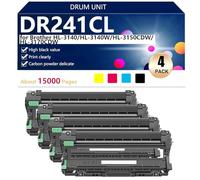 DR241CL Unità Tamburo Compatibile per Brother HL-3140 HL-3140W HL-3150CDW HL-3170CDW MFC-9330CDW MFC-9140CDN Stampanti, Alta Resa 15000 Pagine, Stampa Nitida,BCMY-4 pack