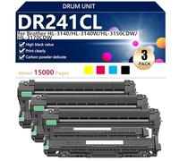 DR241CL Unità Tamburo Compatibile per Brother HL-3140 HL-3140W HL-3150CDW HL-3170CDW MFC-9330CDW MFC-9140CDN Stampanti, Alta Resa 15000 Pagine, Stampa Nitida,BCMY-3 pack