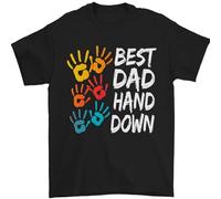 dr65QQCe Best Dad Hands Down Fathers Day Funny Mens T-Shirt 100% Cotton
