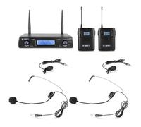 Draadloze microfoon - Vonyx WM62B draadloze headset microfoon met twee headsets - 16 kanaals - UHF - Headset / dasspeld (179.264)