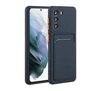 Draamvol Custodia per Samsung Galaxy A05s con supporto per carte di credito posteriore in silicone, ultra sottile morbido TPU antiurto, blu scuro