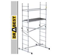 DRABEST IKAR Ponteggio Mobile in Alluminio - Multiuso - Facile Montaggio - EN 13 - Robusto e Durevole - Utilizzo Versatile - Portata 150kg - 1,5 x 3 x 1,1 m