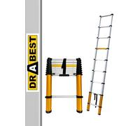 Drabest MAX Scala Telescopica Multiuso in Alluminio, Pieghevole e Allungabile, 9 Gradini, Portata 150 kg, Dimensioni 0,49 x 2,63 x 0,1 m