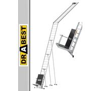 DRABEST Montacarichi per pannelli solari - Scala telescopica per il montaggio di pannelli solari - Scala di estensione - Carrello di trasporto - Capacità di carico di 125 kg - Cavo da 1,5 m