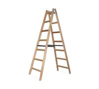 DRABEST Pro Scaletta in Legno a 7 Gradini - Leggera e Pieghevole per la Casa - Pino Impregnato, Rinforzi in Zinco - Portata 150 Kg - 61x211x13cm