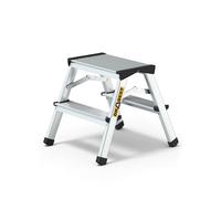 Drabest Scaletta Scaletta Domestica a 2 Gradini a Doppia Faccia 125kg - Scaletta in Alluminio con Piedini Antiscivolo e Piattaforma per Scala da Lavoro - Scale Multiuso - 39x41x20cm
