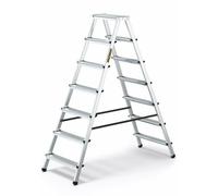 Drabest Scala a 7 Gradini in Alluminio Bifacciale per Uso Domestico - Portata 125kg - Scala a Pioli con Piattaforma da Lavoro - Scala Multiuso - Scala a 7 Gradini - 51x155x16cm