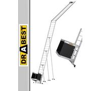 DRABEST Scala da Tetto - Scala Telescopica Leggera in Alluminio - Argano Stabile per Lavori in Altezza - Estensibile - Carrello da Trasporto - Capacità di Carico 125 kg