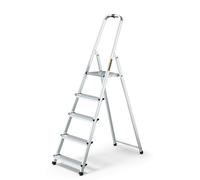 Drabest Scala Domestica in Alluminio a 5 Gradini Portata 125kg - Scaletta con Guida di Sicurezza e Piattaforma per Scale da Lavoro - Scale Multiuso - Scaletta a 5 Gradini - 45x168x12cm