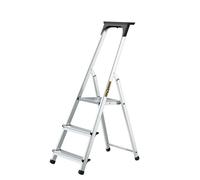 Drabest - Scala domestica - Scaletta - 3 gradini - Altezza di lavoro 2,54 m - Scaletta pieghevole in alluminio, carico max. 125 kg - con piattaforma 25 x 26 cm, piedini antiscivolo