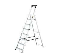 Drabest - Scala domestica - Scaletta - 7 gradini - Altezza di lavoro 3,40 m - Scaletta pieghevole in alluminio, carico max. 125 kg - con piattaforma 25 x 26 cm, piedini antiscivolo