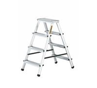 Drabest Scala a 4 Gradini in Alluminio Bifacciale per Uso Domestico - Portata 125kg - Scala a Pioli con Piattaforma da Lavoro - Scala Multiuso - Scala a 4 Gradini - 44x86,5x16cm