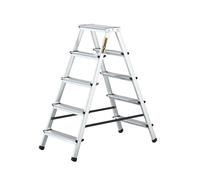 Drabest Scala a 5 Gradini in Alluminio Bifacciale per Uso Domestico - Portata 125kg - Scala a Pioli con Piattaforma da Lavoro - Scala Multiuso - Scala a 5 Gradini - 46x109x16cm