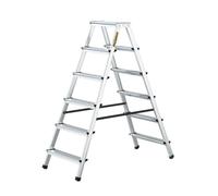 Drabest Scala a 6 Gradini in Alluminio Bifacciale per Uso Domestico - Portata 125kg - Scala a Pioli con Piattaforma da Lavoro - Scala Multiuso - Scala a 6 Gradini - 48x133x16cm