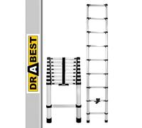 Drabest Scala Telescopica in Alluminio, Allungabile e Pieghevole, Scala Multifunzionale con 9 Gradini, Altezza 2,6 m